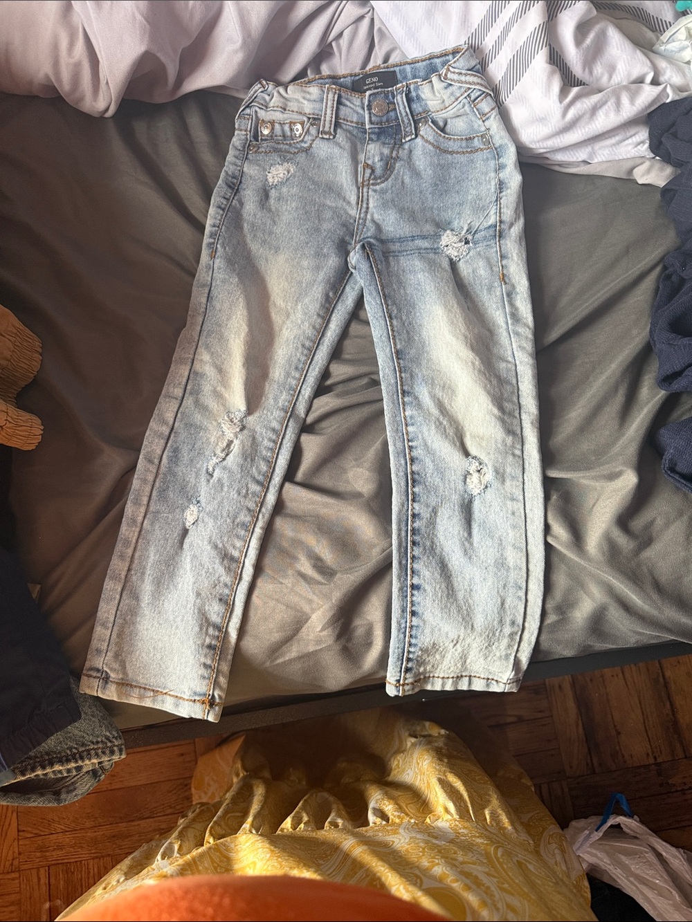 Light Wash Distressed Boys Jeans